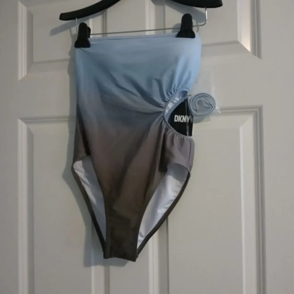 NWT DKNY Ombre Blue Strapless One Piece Swimsuit - Picture 4 of 14